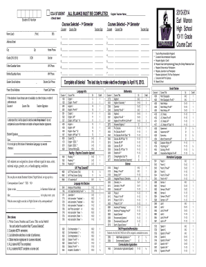 CCA Student Course Selection Form
