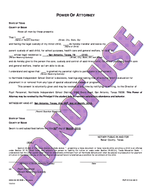 Texas Power of Attorney for Minor Child