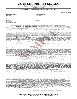 Settlement Agreement and Disclosure