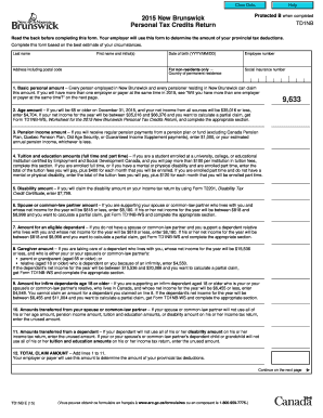 New Brunswick Personal Tax Credits Return