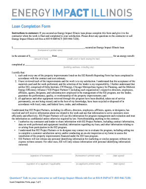 Energy Impact Illinois Loan Completion Form