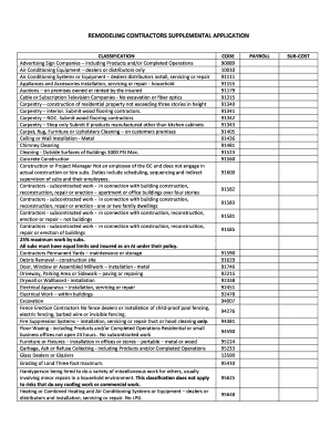 Remodeling Contractors Supplemental Application