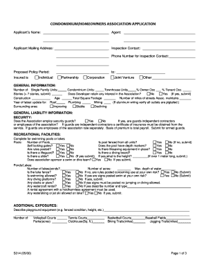 Condominium/Homeowners Association Insurance Application