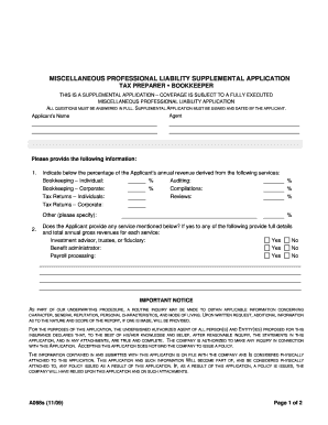Miscellaneous Professional Liability Supplemental Application