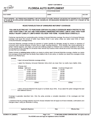 Florida Auto Insurance Coverage Election Form