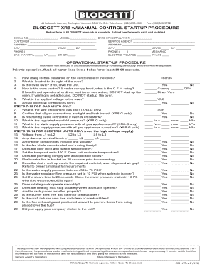 Startup Form - Blodgett Oven