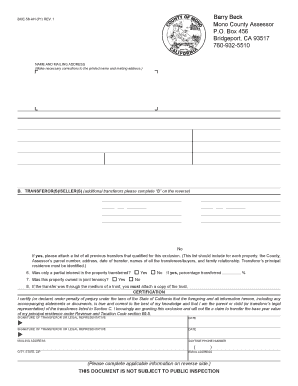 California Claim for Reassessment Exclusion for Transfer Between Parent and Child