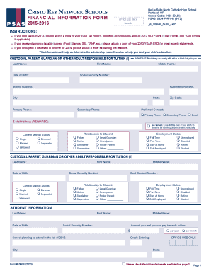 Cristo Rey Network Schools Financial Information Form
