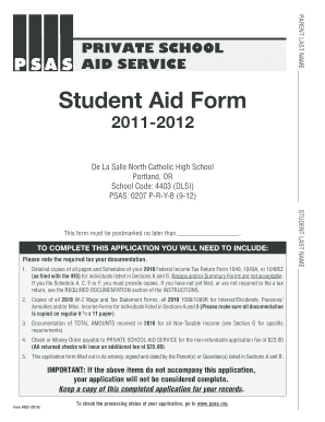 Private School Aid Form