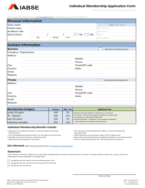 IABSE Individual Membership Application Form