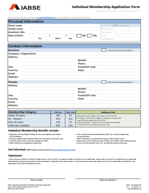 IABSE Individual Membership Application Form