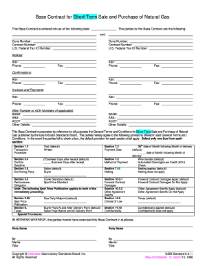 Base Contract for Short-Term Sale and Purchase of Natural Gas
