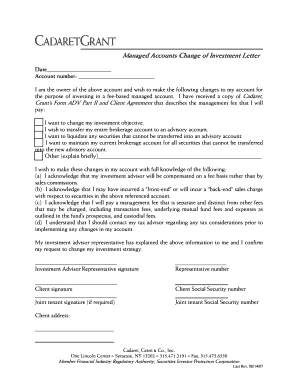 Managed Accounts Change of Investment Letter