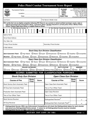 Police Pistol Combat Tournament Score Report