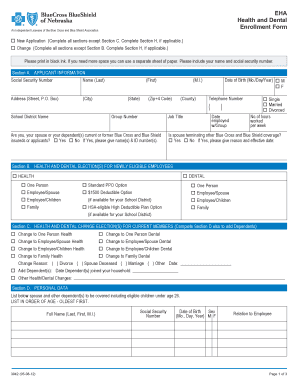 BlueCross BlueShield Nebraska Health and Dental Enrollment Form