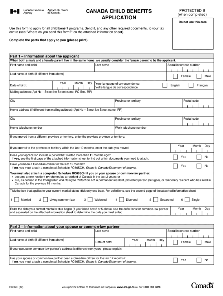 Canada Child Benefits Application - JKC TAX Preview on Page 1