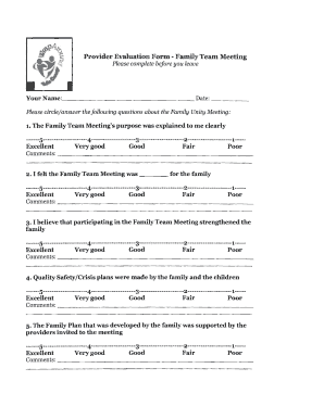 Family Team Meeting Evaluation Form