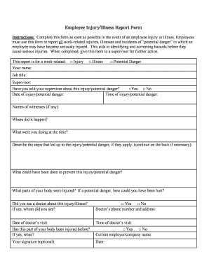 Employee Injury Illness Report Form