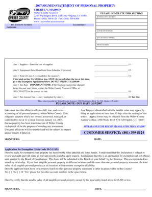 2007 Utah Personal Property Tax Statement