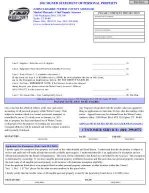 2011 Utah Personal Property Tax Statement