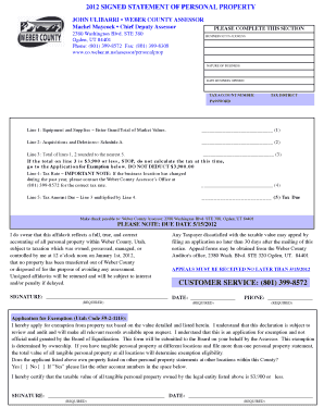 2012 Utah Personal Property Tax Statement
