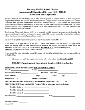 Supplemental Educational Services Application