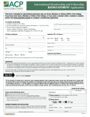 International Physician Membership Reinstatement Application
