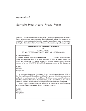 Massachusetts Healthcare Proxy Form