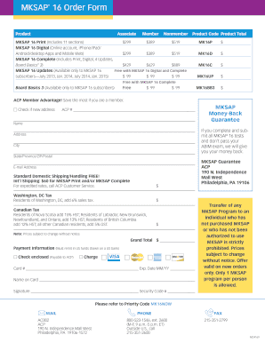 MKSAP 16 Order Form