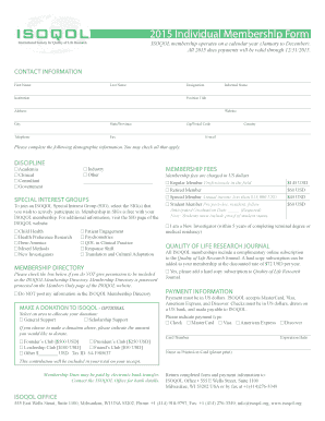 ISOQOL 2015 Individual Membership Form