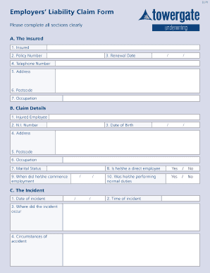 Employers’ Liability Claim Form