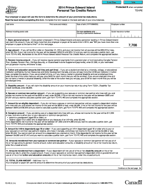 Prince Edward Island Personal Tax Credits Return