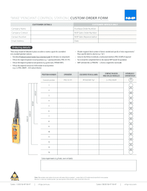 Mike Pendant Control Station Custom Order Form