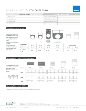 D7 Legend Plates Custom Order Form