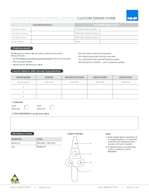 Charlie Pendant Control Station Custom Order Form