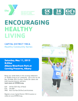 Capital District YMCA 5K 3K Kids Run Walk Registration Form