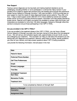 Breast Cancer Network of Strength Support Request Form