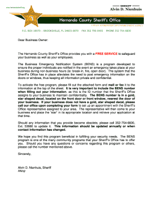 Business Emergency Notification System Form