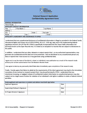 External Research Application Confidentiality Agreement Form