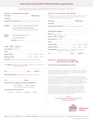 MIT Federal Credit Union Student Membership Application