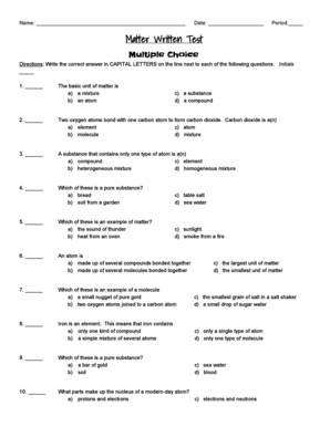 Matter Written Test Form