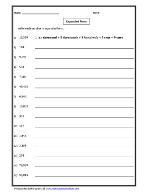 Math worksheets4kids - Expanded Form - Math Worksheets for Kids