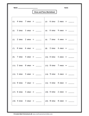 Ones and Tens Worksheet
