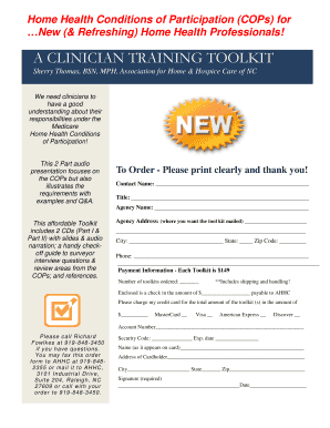 Home Health Medicare COPs Training Toolkit Order Form