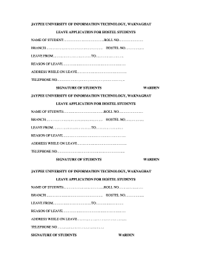 Leave Application for Hostel Students