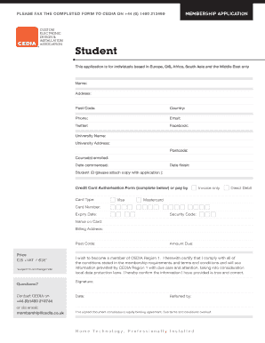 CEDIA Student Membership Application