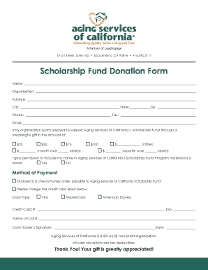 Aging Services of California Scholarship Fund Donation Form