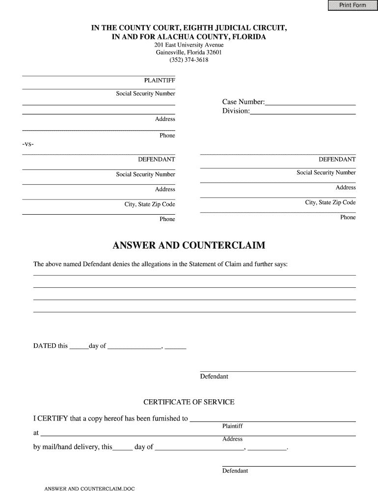 Hwo To File Counterclaim In Petition Fill Online Printable Fillable