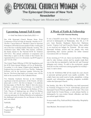 Episcopal Diocese of New York Newsletter