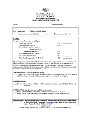 Diocesan Payroll Compensation Worksheet